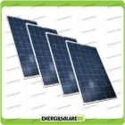 Set 4 Pannelli Solari Fotovoltaici 200W 12V Policristallino Pmax 800W Baita Barca