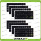 Set 8 Pannelli Solari Fotovoltaici 100W 12V Monocristallino Pmax 800W Baita Barca