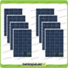 Set 8 Pannelli Solari Fotovoltaici 100W 12V Policristallino Pmax 800W Baita Barca