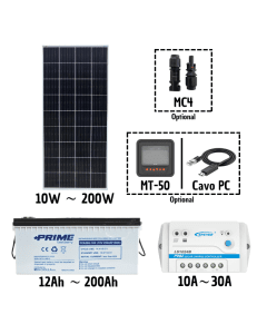 Kit fotovoltaico 12V pannello solare 5/10/200W regolatore LS-B