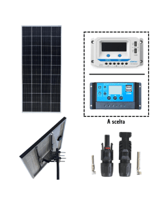 Kit pannello solare fotovoltaico 150W 200W con testapalo e regolatore PWM 20A