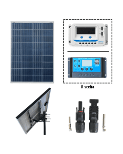 Kit pannello solare fotovoltaico da 50W a 100W con testapalo regolatore PWM 10A
