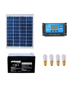 Kit Votivo pannello solare 20W 12V regolatore di carica PWM 10A con prese USB 4 lampade votive