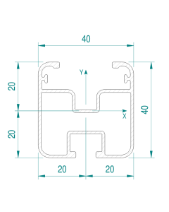 Profilo Longherone in Alluminio 40x40mm Barra da 3.15mt