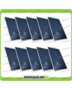 Set 10 Pannelli Solari Fotovoltaici 200W 12V Policristallino Pmax 2000W Baita Barca