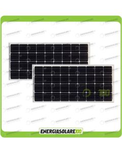 Set 2 Pannelli Solari Fotovoltaici 100W 12V Monocristallino Pmax 200W Baita Barca