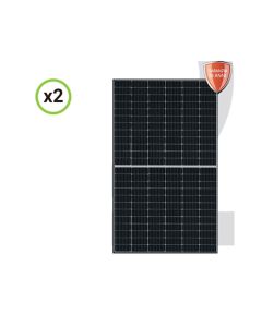 Set 2 pannelli solari fotovoltaici 455W 24V monocristallini alta efficienza cornice nera cella PERC del tipo half-cut