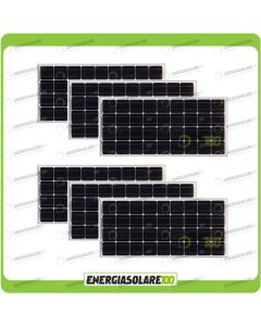 Set 6 Pannelli Solari Fotovoltaici 100W 12V Monocristallino Pmax 600W Baita Barca