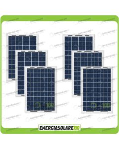 Set 6 Pannelli Solari Fotovoltaici 10W 12V multiuso Pmax 60W Baita Barca