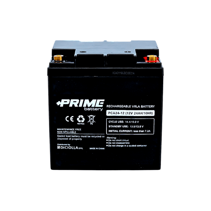 Batteria Solare Ermetica AGM "Prime" da 12V 24Ah Camper Nautica Impianti Solari