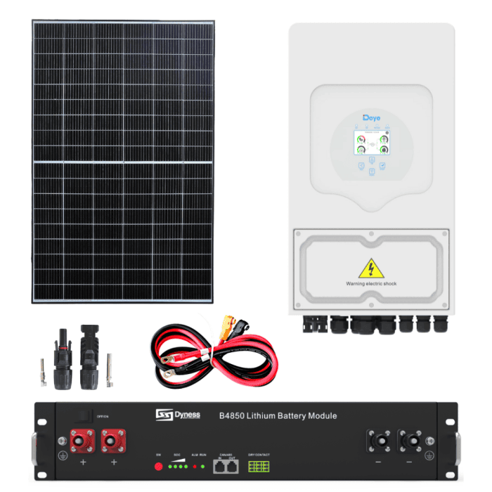 Impianto fotovoltaico con accumulo on grid pannelli 430W inverter DEYE 6KW con batteria litio modulabile da 2.4Kwh