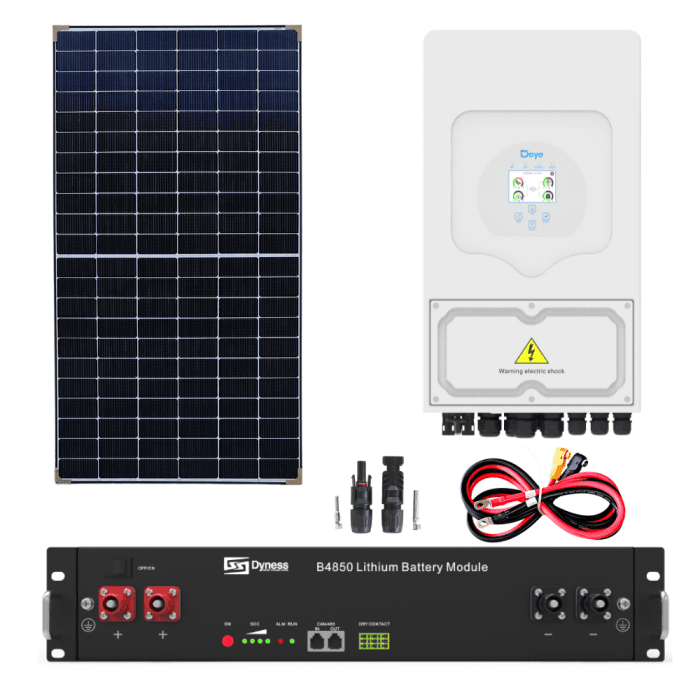 Impianto fotovoltaico con accumulo on grid pannelli 500W inverter DEYE 6KW con batteria litio modulabile da 2.4Kwh