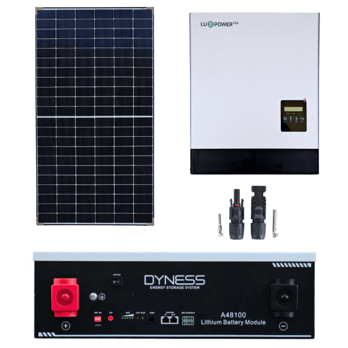 Impianto fotovoltaico con accumulo on grid pannelli 500W inverter LUX 5KW con batteria litio modulabile da 4.8Kwh