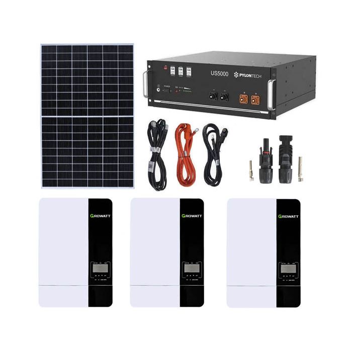 Impianto fotovoltaico trifase 2.5KW  Inverter Growatt SPF5000 5KW accumulo US5000 Pylontech