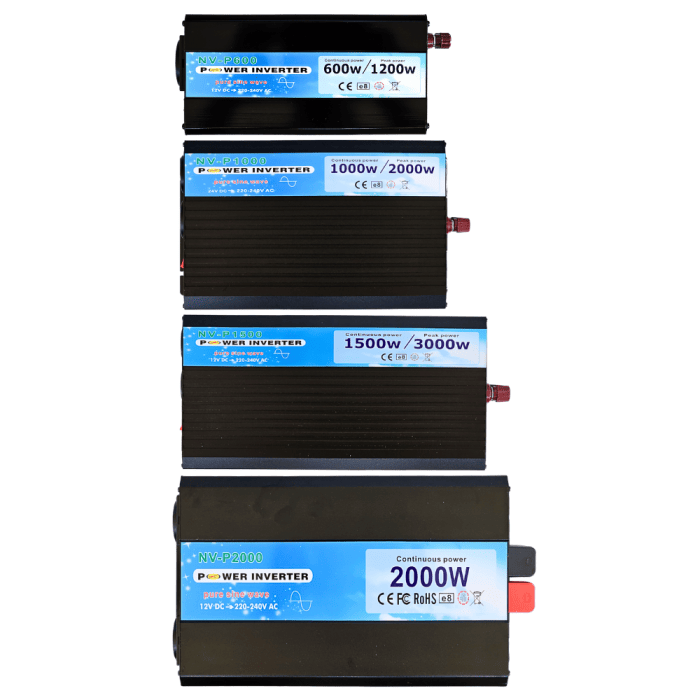 Inverter da 600 a 2000W 12/24V 230V onda pura camper auto barca