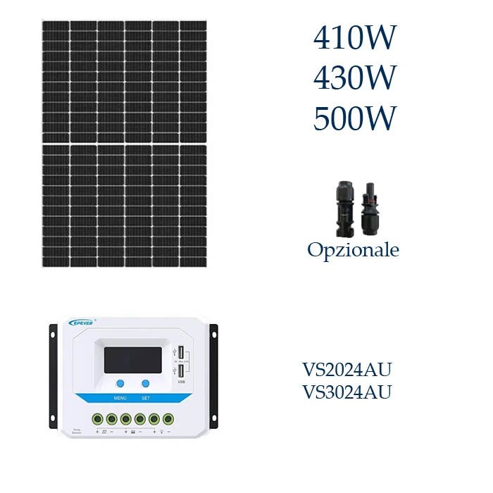 Kit fotovoltaico 24V pannello solare 410W 430W 500W regolatore VS Epever 
