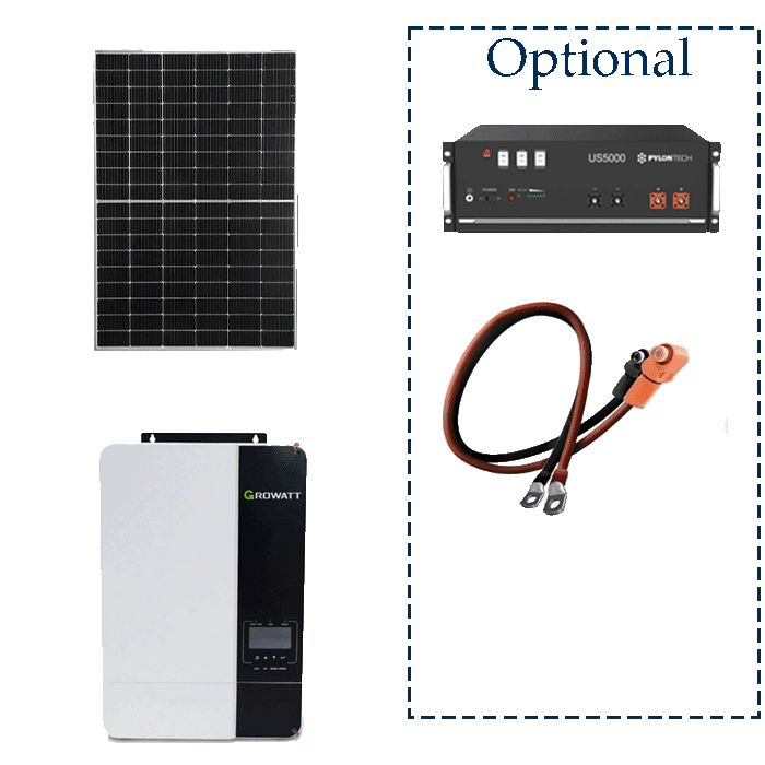 Kit fotovoltaico solare Growatt SPF5000ES 3KW 6KW 