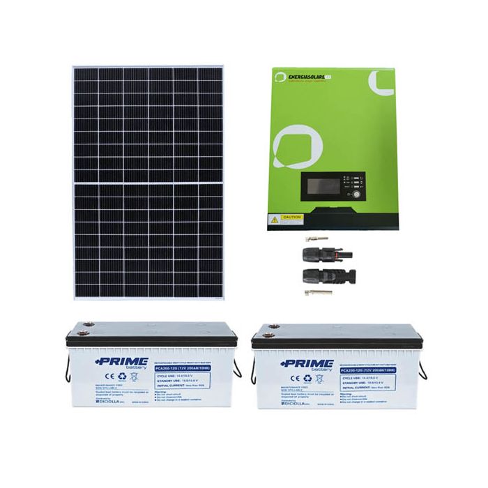 Kit impianto fotovoltaico off grid inverter MPPT 1KW 12V accumulo