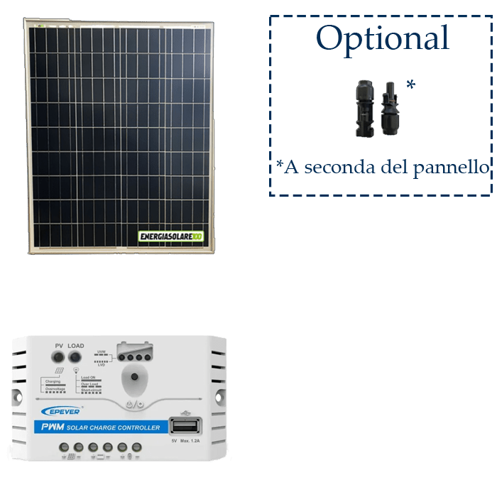 Kit Solare Starter PWM da 5 a 100W con regolatore EPEVER LS ideale per Hobby Nautica e Progetti Didattici