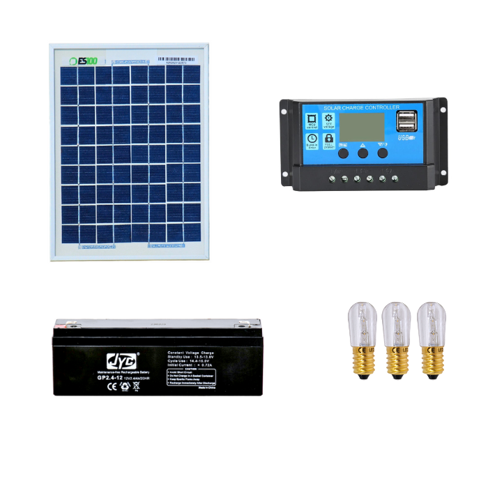 Kit Votivo pannello solare 5W 12V regolatore di carica PWM 10A con prese USB 3 lampade votive