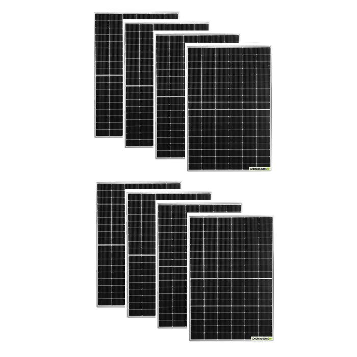 Set 8 pannelli solari fotovoltaici 405W 24V monocristallini tecnologia PERC alta efficienza Half-Cut